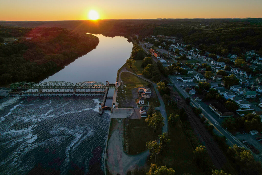 A lock at sunset