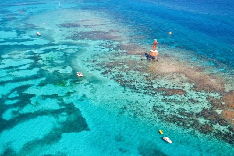 Drone shot of our boat in the Florida Keys, part of the Great Loop costs 