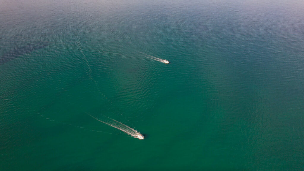 arial view of boats while boating the big bend in Florida