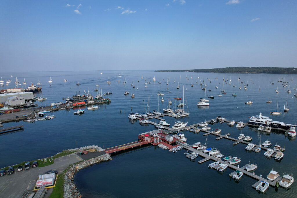 marina with many boats in Maine