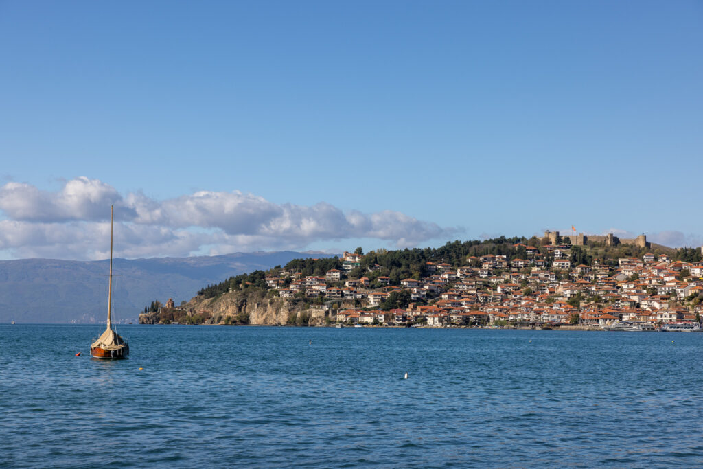 A boat moored on Lake Ohrid
