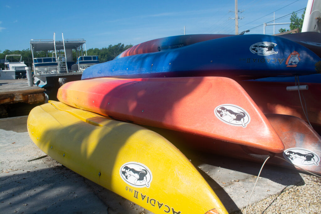Kayaks piled in Key West; Florida Keys Kayaking