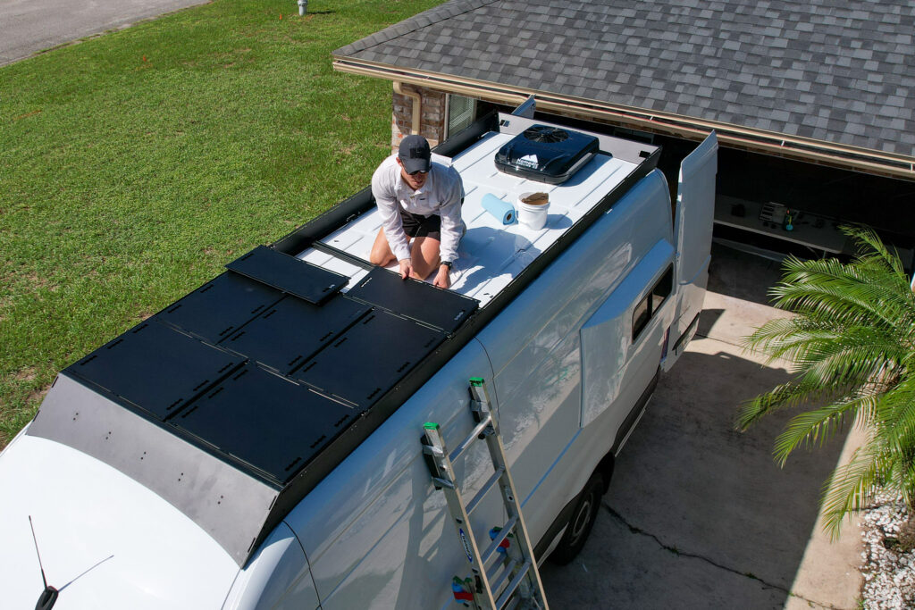 elliot installing roof rack panels