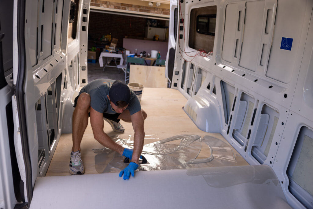 elliot spreading out epoxy with trowel