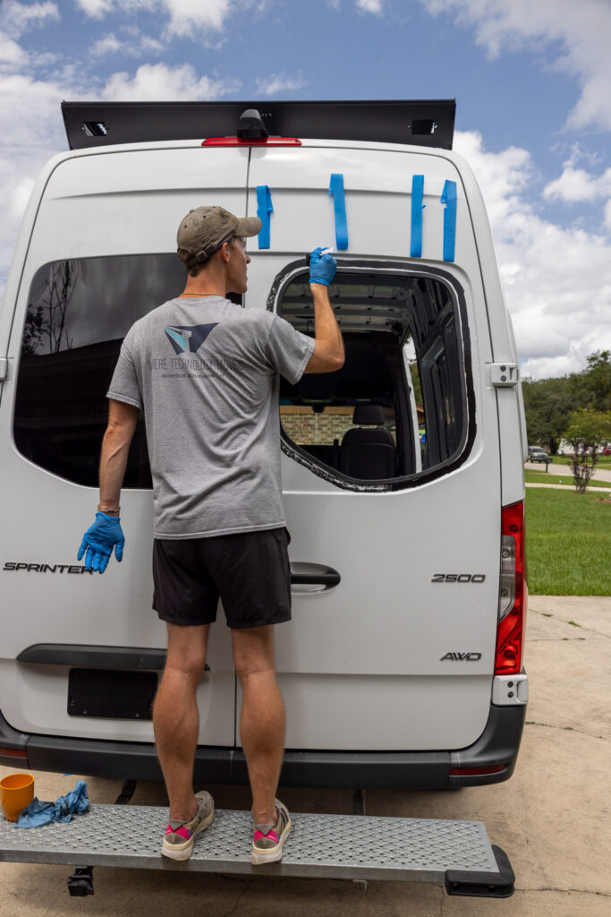 elliot adding primer ensuring it doesn't get everywhere