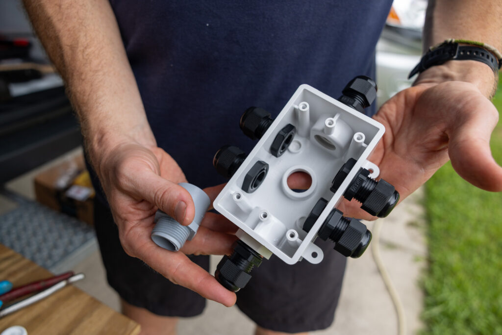 the cable entry gland junction box showing 6 entry glands