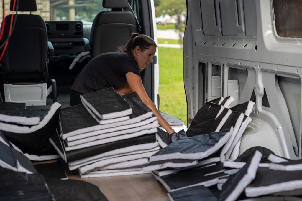 jen installing thinsulate van insulation