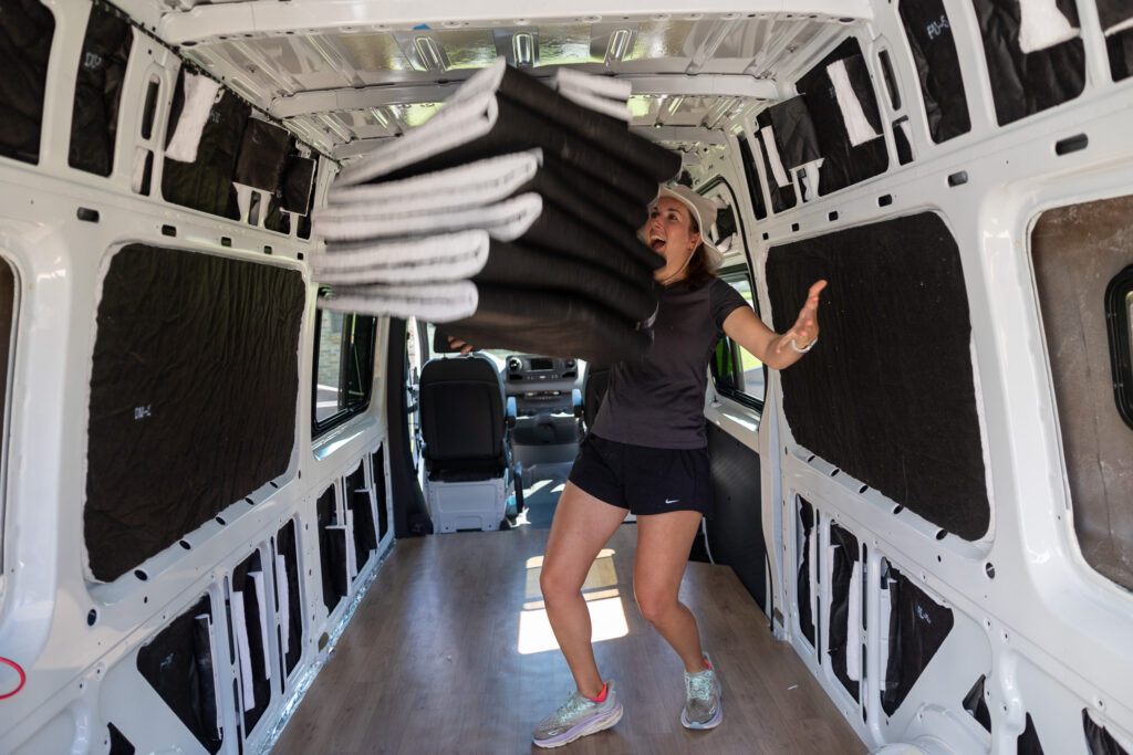 jen throwing all van insulation